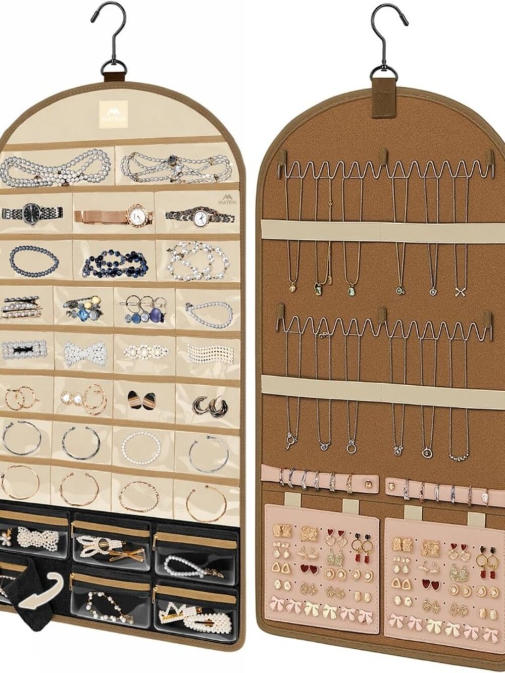 Over the Door Jewelry Organizer with Travel Pouch for Rings & Bracelets